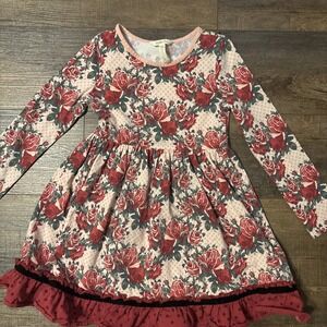 Matilda Jane Kensley Red Velvet Floral & Polka Dot Dress 8
